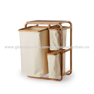 El lavadero extraible de bambú impermeable empaqueta el estante del cuarto de baño del almacenamiento de la cesta con los cajones