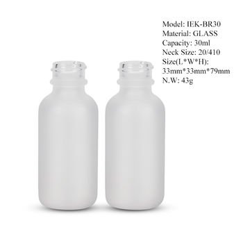 30ML (1oz) Frosted clear Boston Round Bottles w/Black Metal Cap