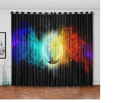 3D Starry Sky Blackout Curtain Printing Curtains Drapes for Bedroom 