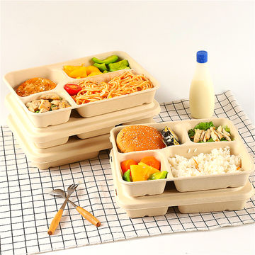 Compre Contenedor De Comida Desechable, Bandeja De Comida Rápida, Caja De  Almuerzo Biodegradable Para Llevar, Contenedor De Almidón De Maíz y  Recipiente Para Comida de China por 0.0013 USD