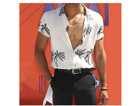 XZDCDJ Mens Summer Fashion Coconut Tree Hawaiian Style Short-Sleeved Shirts