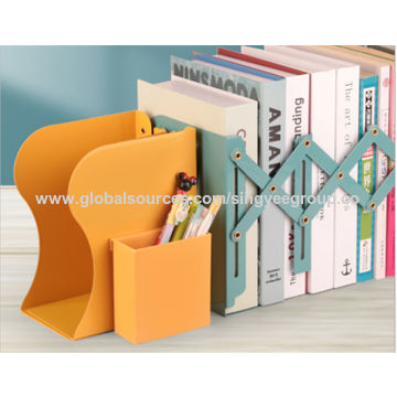 Metal Scalable Bookends With Pen Holder Retractable Shelves Book