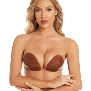Sexy Lingerie Ladies Low Cut Strapless Adhesive Push Up Bra Open
