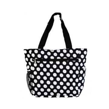Vente en gros Sac fourre-tout en toile de coton avec poignée en cuir PU à motif rayé