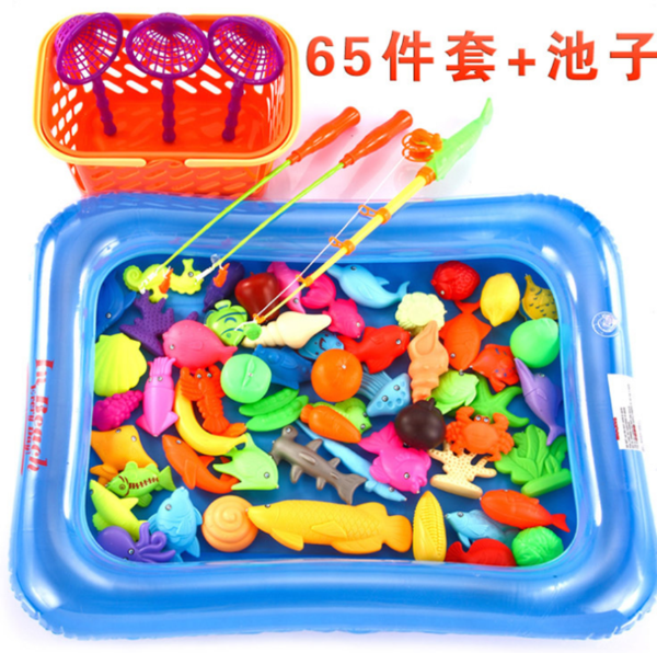 40/50pcs Kids Fishing Toy Set Play Water Toy for Baby Magnetic Rod and Fish  with Inflatable Pool Outdoor Sport Toys for Children - AliExpress