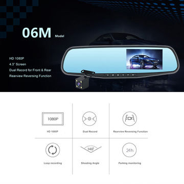 4.3 1080P HD Dual Lens Car DVR Dash Cam Front Rear Mirror G