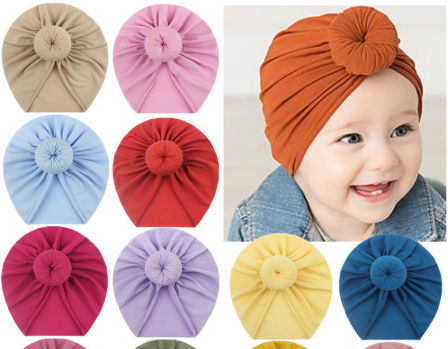 Newborn Baby Turban Beanie Hat Girls Velvet Pearl Head Wrap Rabbit Ear Knot Cap