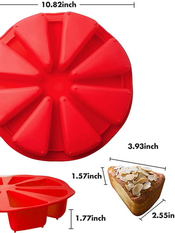 8 Cavity Silicone Non Stick Scone Round Baking Pan Triangle Cake Making CO 