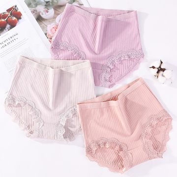 Girls Rhinestone Japanese Flower Underwear Women's Panties Satin