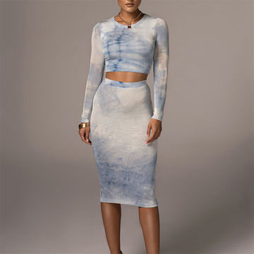 Tenue 2 Pièces Femme Été - Débardeur Et Jupe Midi Moulante En Viscose - Style Bohème Décontracté