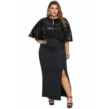 Wholesale Women Fashion Plus Size Long Sleeve Sequin Cape Maxi Dress -  Expore China Wholesale Maxi Dress and Maxi Dress, Sequin Dress, Plus Size  Dresses