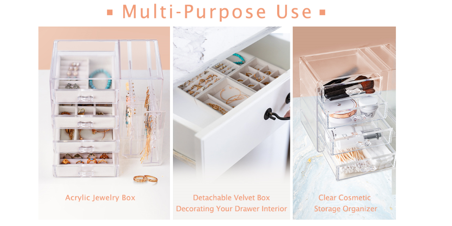 Acrylic Multi-Use 4-Drawer Cosmetic/Jewelry Organizer
