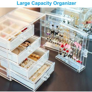 Jewelry Storage Box Earrings Necklace Ring Display Stand Multilayer Plastic  Jewelry Organizer Box with Cover Dustproof Removable - AliExpress