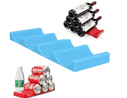 2 TEKEFT 2PCS Silicone Wine Stacker Foldable Beer Can Rack Space Saver Wine Bottle Holder Fridge Tray Mat Red 2 TEKEFT 2PCS Silicone Wine Stacker Foldable Beer Can Rack Space Saver Wine Bottle Holder Fridge Tray Mat Red