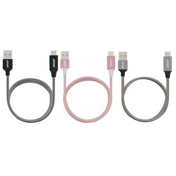 Cabo USB Tipo C, cabo USB reversível para tipo C, cabo USB C trançado de nylon para carregamento e transferência de dados