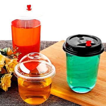 Disposable plastic Transperent juice cup with lid