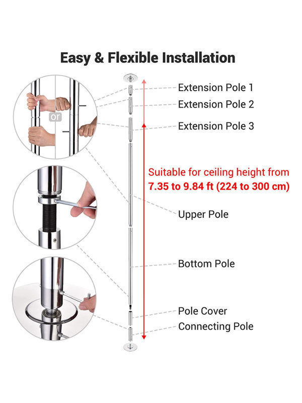 China New Stripper Dancing Pole Kit Home Dance Pole Base Adjust Height