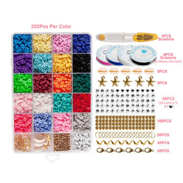4500pcs Yellow Clay Beads Kit for Bracelet Making Including 6mm Flat  Polymer Clay Heishi Beads and Gold Bead Pearls Spacers Letter Beads for  Jewelry