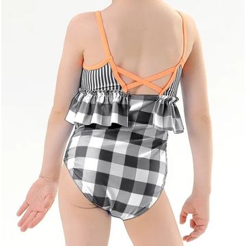 Buy China Wholesale Girl Blue Stripe And Checkered Swimming Wear