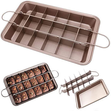 Brownie Baking Tray with Separator High Carbon Steel Donut Cake Mold Non  Stick Brownie Mold for Kitchen Oven Baking,Brownie Pan, Brownie Bites