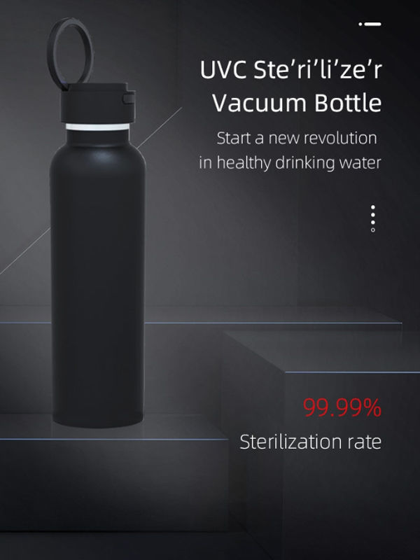 China Stainless steel vacuum insulation handheld water bottle with uv