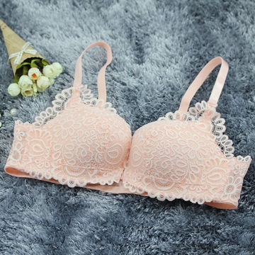 Young Girls Lingerie Elegant Flower Pattern Front Breast Lace Push