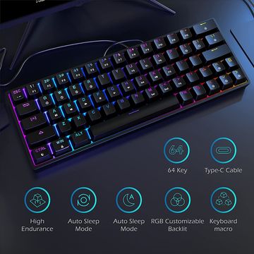 China 60% Mechanical Keyboard, GIM 64 Keys Mini Gaming Hot Swappable ...