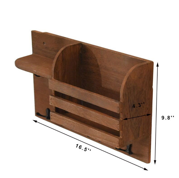 Caja para llaves de pared de madera de pino con 10 ganchos con marco de  fotos de 4 x 6 pulgadas, decoración de pared, ganchos para llaves de  correo