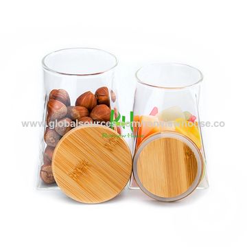 Buy Wholesale China Glass Canisters Glass Jars Set Spice Jars With Wood  Airtight Lids Small Food Storage Containers & Glass Canisters at USD 1.65