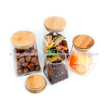 Buy Wholesale China Glass Canisters Glass Jars Set Spice Jars With Wood  Airtight Lids Small Food Storage Containers & Glass Canisters at USD 1.65