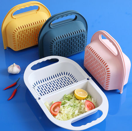 Kitchen Tools Sink Strainer Drain Plastic Fruit Vegetable Washing Basket  Drainer Creative Food Colander Baskets Filter Shelf