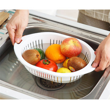 Kitchen Tools Sink Strainer Drain Plastic Fruit Vegetable Washing Basket  Drainer Creative Food Colander Baskets Filter Shelf