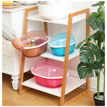 Kitchen Tools Sink Strainer Drain Plastic Fruit Vegetable Washing Basket  Drainer Creative Food Colander Baskets Filter Shelf