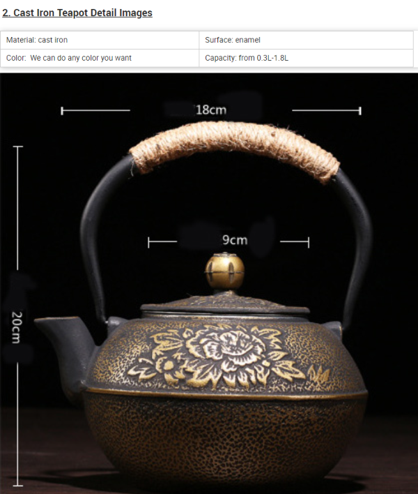 Antique class teaware Chinese enamel tea sets cast iron teapot with