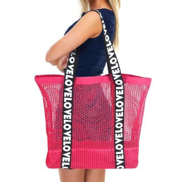 Customized Big Fishing Net Tote Bag Women Hollow Out Shoulder Bag
