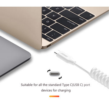 Spiralkabel, flexibles, elastisches USB-Typ-C-Kabel, 2.1A Lade-USB-Typ-C-Federkabel