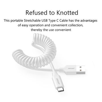 Spiralkabel, flexibles, elastisches USB-Typ-C-Kabel, 2.1A Lade-USB-Typ-C-Federkabel