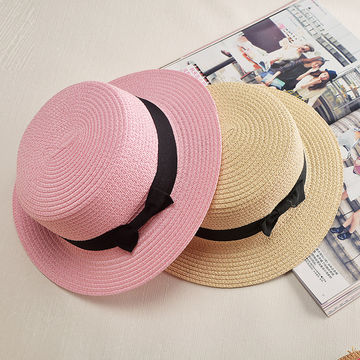 Simple Summer Beach Hat Female Casual Lady Women Flat Brim Bowknot Straw  Cap Girls Sun Hat - Buy China Wholesale Sun Hat,women;s Straw Hats $4.6