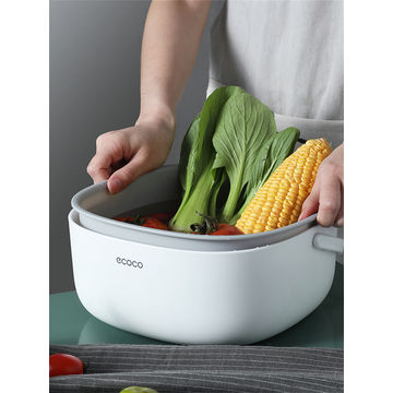 Buy Wholesale China Portable Double-layer Fruit Vegetables Drain Basket  With Handle & Kitchen Colander Baskets at USD 1.7