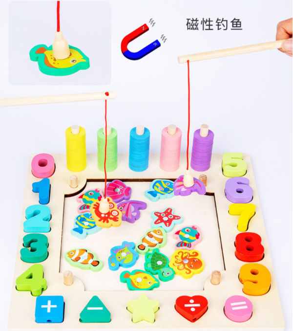 Montessori Baby Wooden Magnetic Fishing Game Toy Preschool Educational  Cognition Color Letter Teaching Aids Outdoor Fish Toy