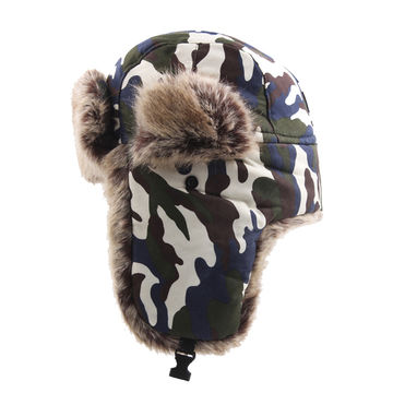 Winter Plush Bomber Hats for Women Men Imitation Faux Fur Russian Ushanka Cap Northeast Cap unisex