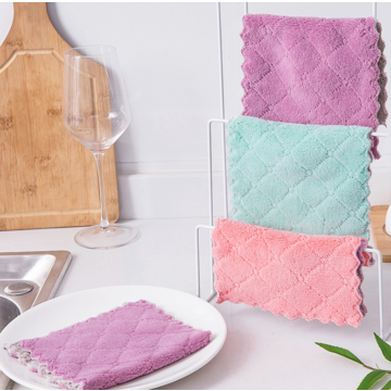 3pcs Hanging Coral Fleece Cleaning Cloth In Multiple Colors