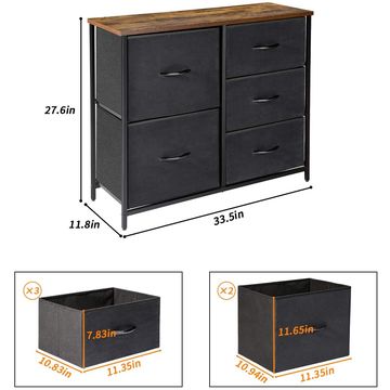 Commode meuble de rangement 5 tiroirs amovibles pour chambre salon