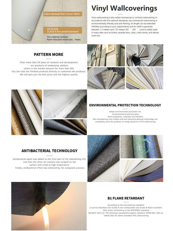 China Manufacturer Fabric Backed Vinyl Commercial Grade Wallpaper 2021