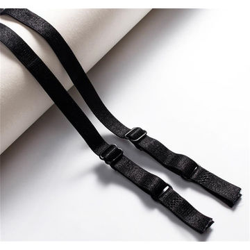 1.5cm Crystal Rope Bra Straps Removable Decorative Bra Strap Replacement  For Bra Tops Dress (Black) 