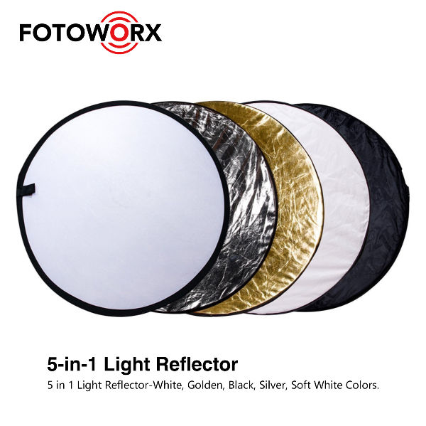 Round Collapsible Light Reflectors for Photography 7 in 1 Portable Sun Reflector for Studio Multi Photo Disc White,Blue,Green,Gold,Silver,and Black 60cm 24 inch 