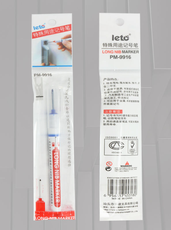 Multi-Purpose Deep Hole Marker Pens Deep Drill Hole Long Nib Marker  Waterproof Deep Hole Marker Pens for Bathroom Woodworking Hardware  Decoration - Shantou Leto Stationery Company Limited