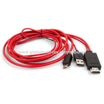 Câble MHL HDMI pour Samsung Galaxy S3 et +, Note 2 et + Rouge
