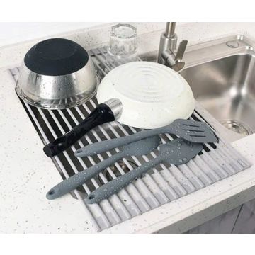 Roll-Up Dish Drying Rack Stainless Steel Multi-Purpose Drainer