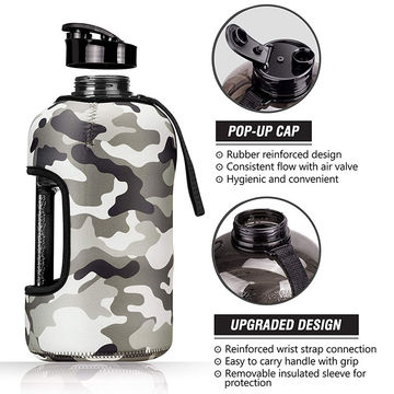 Sports Water Bottle 2.2 L Insulated Half Gallon Carry Handle Big Water